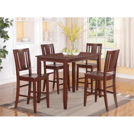 WOODEN IMPORTS FURNITURE LLC Wooden Imports Furniture BU5-MAH-W 5 PC Buckland Counter Height Table 30 in. x 48 in. & 4 Stools with Wood seat in Mahogany Finish BUCK5-MAH-W